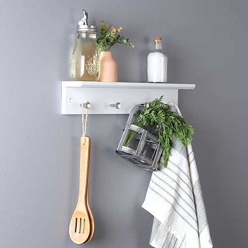 Miniatura 6 de MELANNCO Estante de pared con ganchos para abrigos, para entrada, baño, dormitorio, cuarto de servicio, armario, oficina, garaje, cada gancho