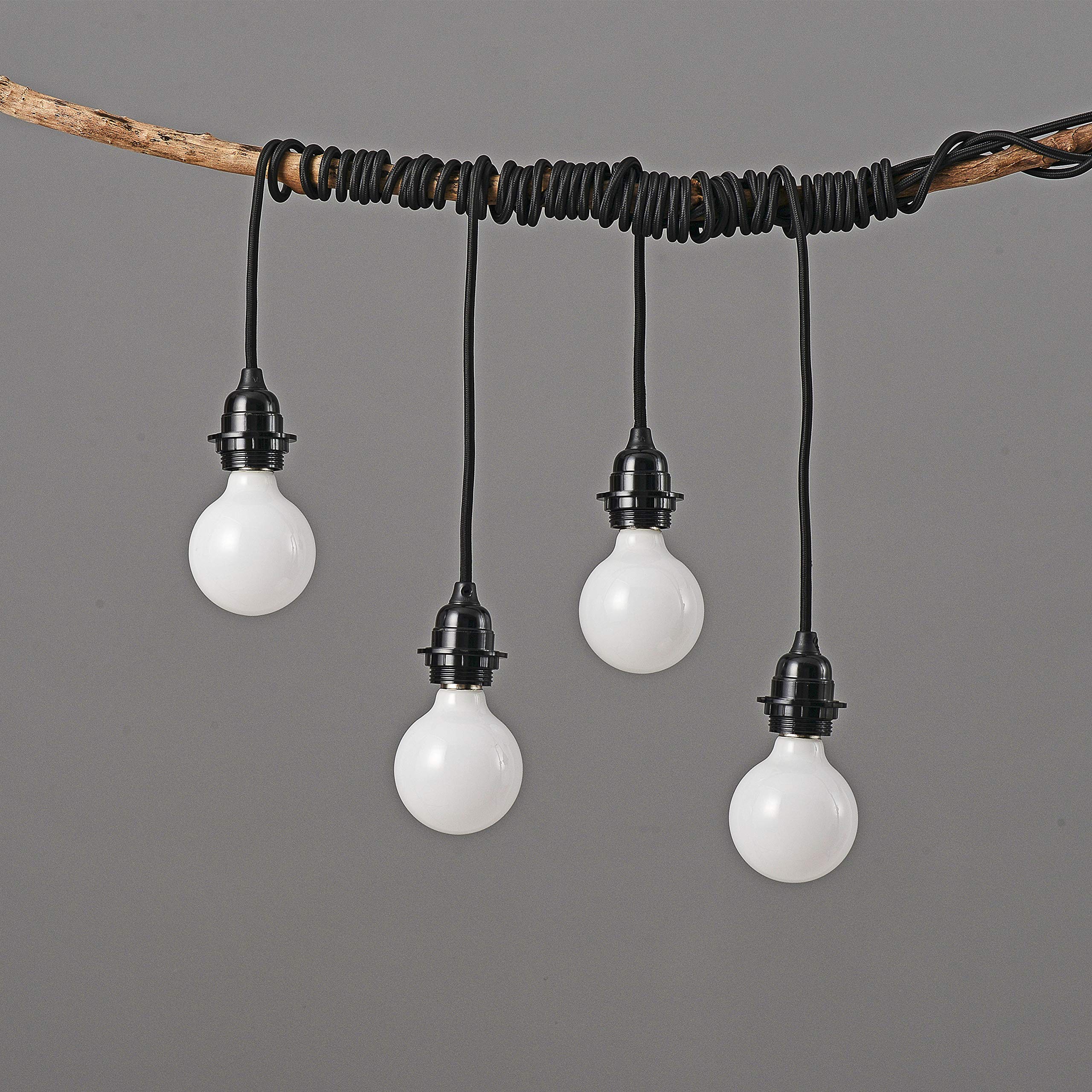 eN product｜hanger light Plug in Pendant Light, 2 Pack Industrial Hanging Lamp 8.2IN Black