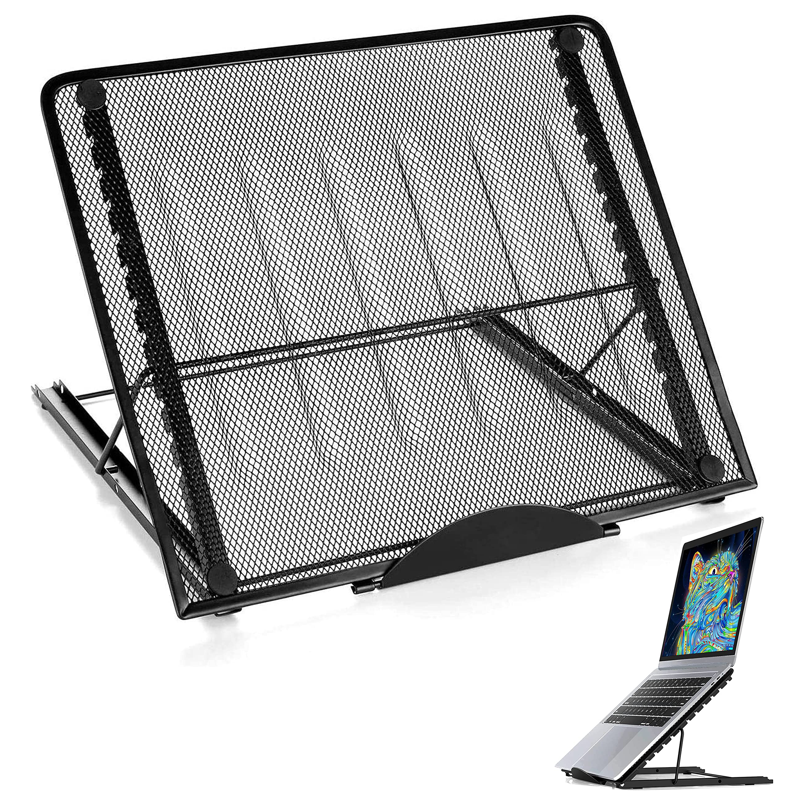 MONADIKOSAdjustable Laptop Stand 12 Angle Portable Aluminium Laptop Riser for Desk Foldable Laptop Holder Ventilated Cooling Computer Support Stand for Laptops