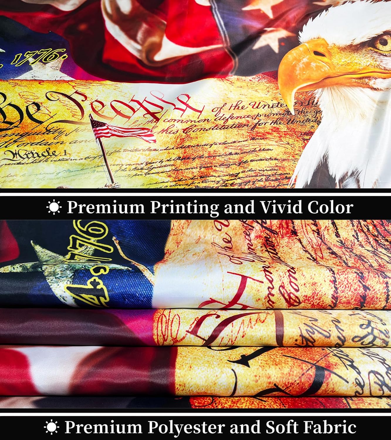 We The People 1776 Flag 3x5 Ft 3Ply Double Sided Vintage American Flag Bald Eagle for 4th of July Patriotic Flags Memorial Day Flags Outdoor Indoor Decorate