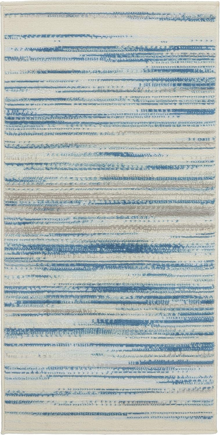 Nourison Jubilant Abstract Blue 2' x 4' Area Rug, Easy Cleaning, Non Shedding, Bedroom, Living Room, Dining Room, Kitchen (Pack of 2)