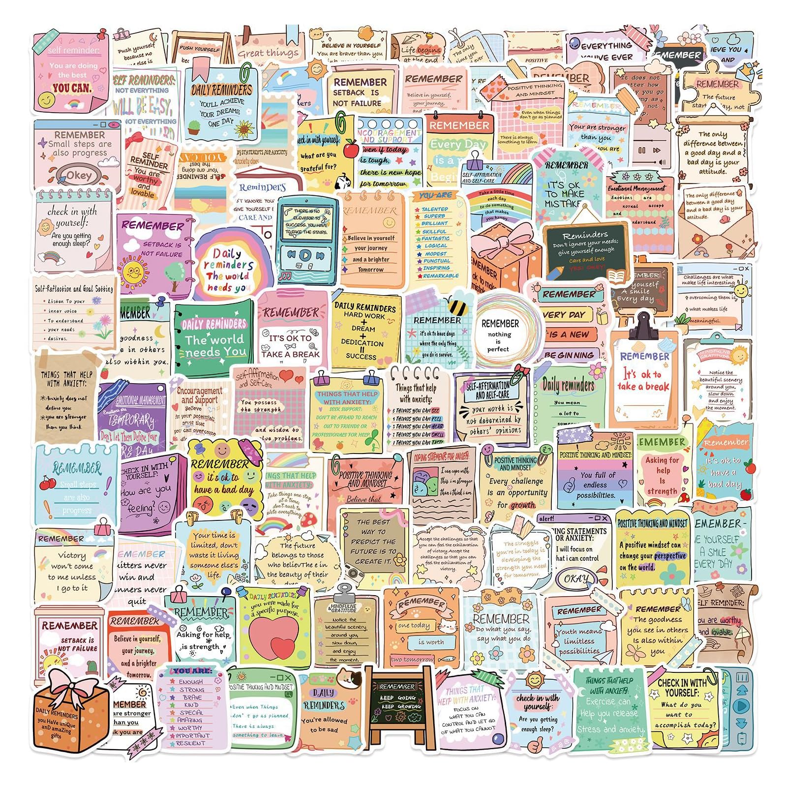 100 Pcs Motivational Quote Stickers, Waterproof PVC Affirmations