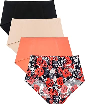 B2BODY Seamless Underwear Women No Show High Waisted Panties Small to Plus Size Multi Pack
