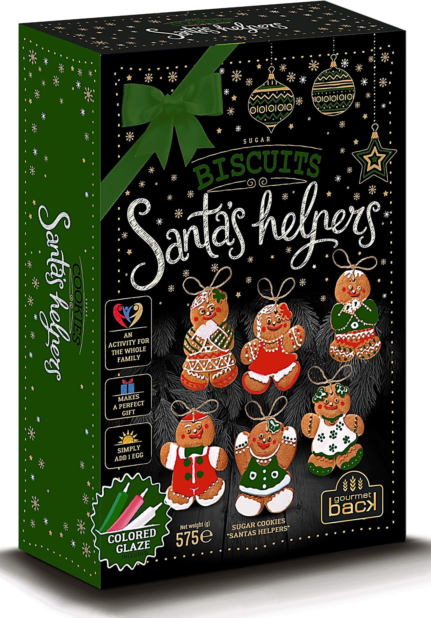 Build and Decorate Your Own Gingerbread Santa’s Helpers Kit - Includes Icing Pens - 575 g