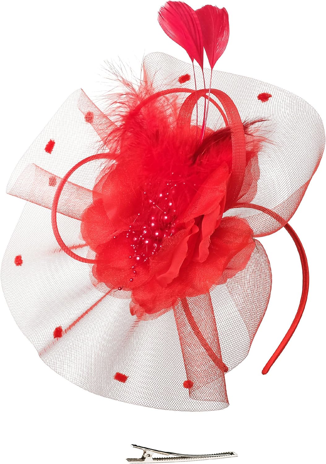 Zivyes Wedding Fascinator Hat Feather Mesh Net Veil Party Hat Flower