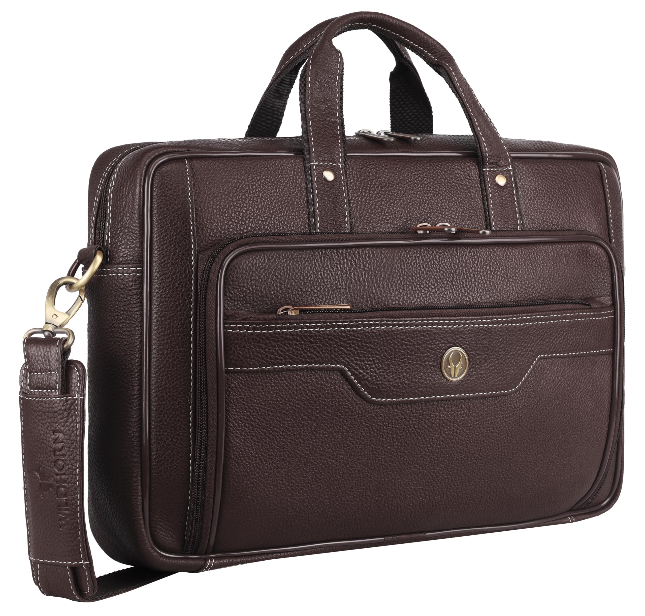 wildhorn Leather Laptop Bag for Men – Fits up to 15.6-inch Laptop/MacBook | Padded Laptop Compartment | Carry Handles & Adjustable Strap | Dimensions: 16.0 x 3.5 x 11.5 inches-picture-49