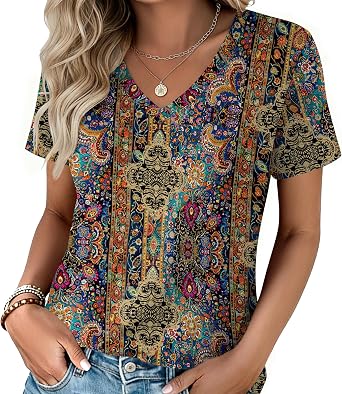 26% off: Zeagoo Womens Tops Summer Casual Short Sleeve Tshirts Business Basic Spring V-Neck Shirts Outfits S-3XL