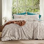 Bedsure Boho Duvet Cover Queen Size - Boho Bedding, Tufted Queen Duvet Cover for All Seasons, 3 Pieces Embroidery Distressed Vintage Home Bedding,Comforter Not Included (White, 90" x 90")