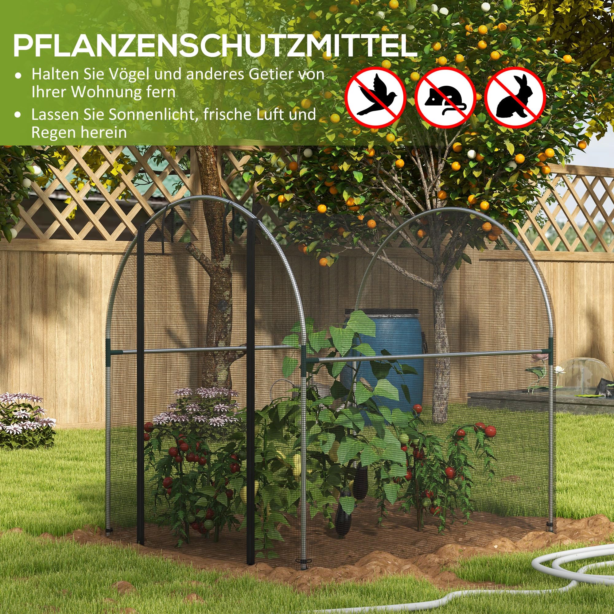 Outsunny Filet de Protection Contre Les Insectes - 1,2 x 1,5 m - avec Porte - avec Cadre en Acier - pour Jardin, Balcon - PEHD - Noir