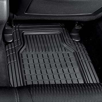BDK 4-Piece FlexGrid Rubber Floor Mats for Cars Trucks SUVs Vans, Trim-to-Fit Heavy Duty Weatherproof Waterproof Square Grid Deep Dish Ridges Protection Front Rear
