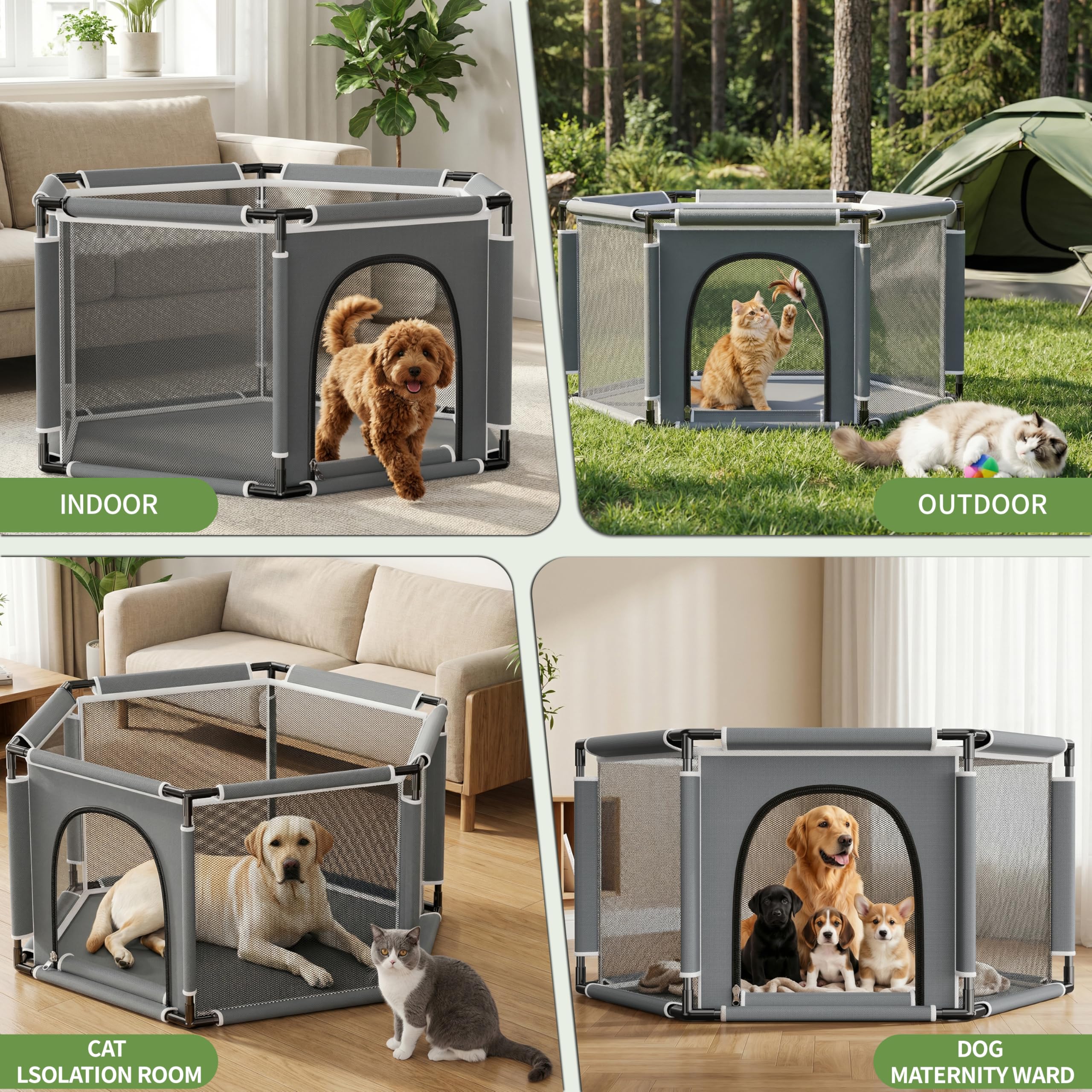 Sechseckige Welpenkiste für extra hohe Hundewelpen, Laufstall für große und kleine Rassen, Welpen-Zubehör, unverzichtbar für Hunde, Welpen, 122 x 65 cm (PVC-Rohr) | Welpen-Laufstall für große und kleine Rassen, Welpen-Zubehör, unverzichtbar für Hunde, Wel