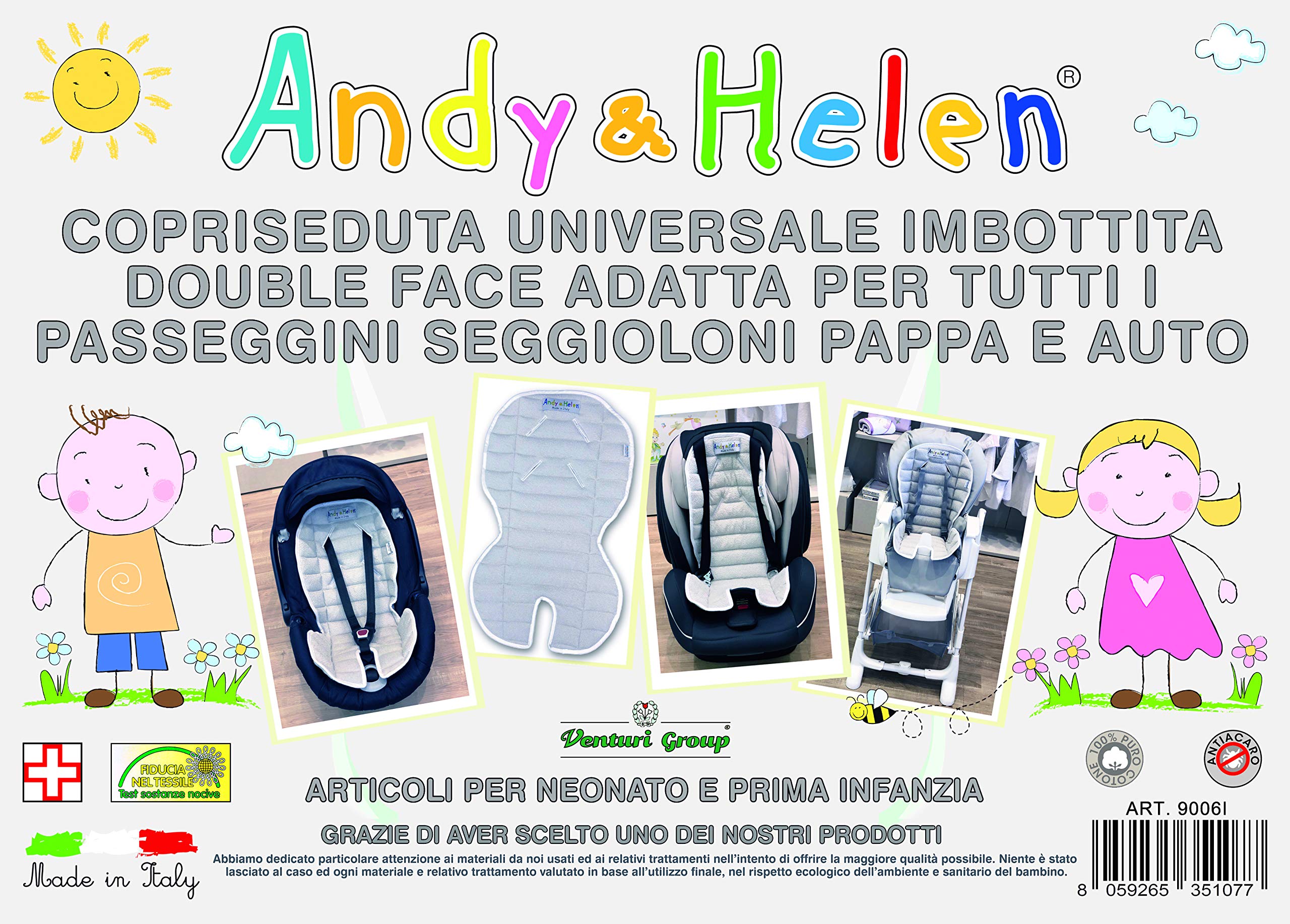 Andy & Helen Copri seduta imbottita universale, riduttore per passeggino, seggiolone auto e ovetto, multiuso, Celeste