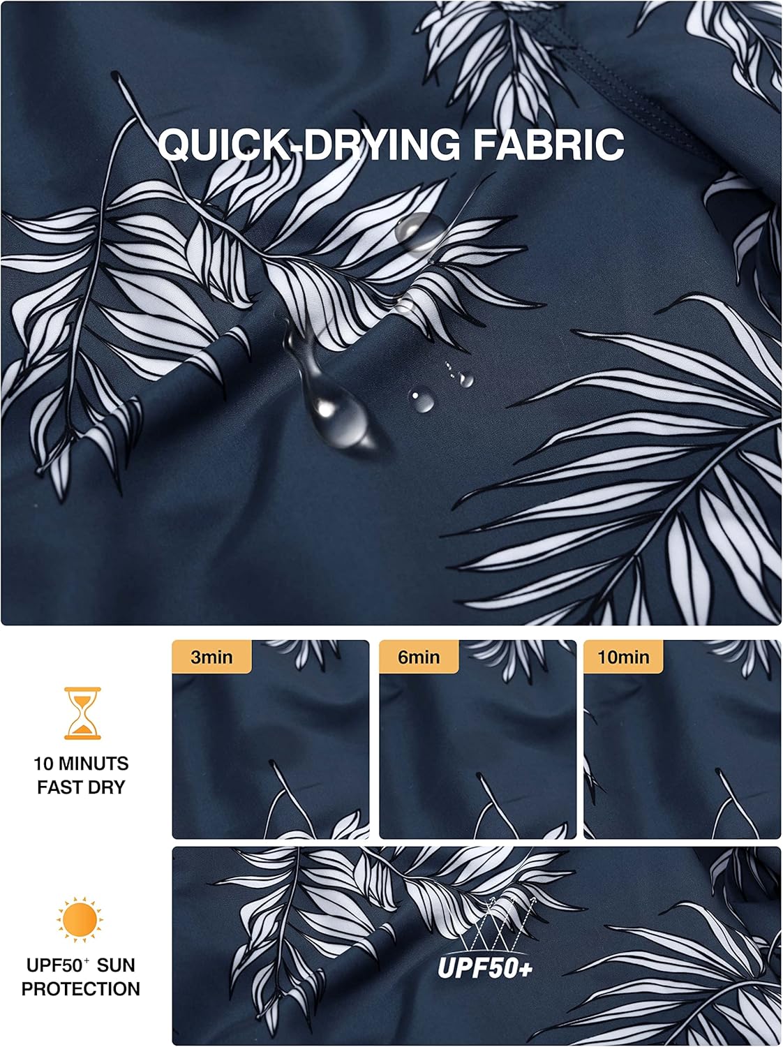 Actleis Mens Swim Trunks Board Shorts Long Quick Dry Swim Shorts with Mesh Lining us-ls17003 Large Botanical Navy