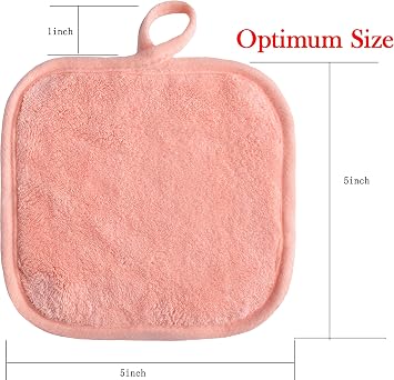 Makeup Remover Cloths for Face, Eye, Lips - Reusable Makeup Remover Pads Soft Microfiber Facial Cleansing Cloths 5 x 5 inch 6 Pack (Coral)
