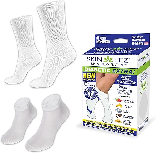 Skineez - Calcetines hidratantes para diabéticos, Blanco
