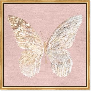Oliver Gal Golden Butterfly Blush Canvas Print Wall Art for Living Room, Bedroom, and Bathroom, 16" x 16", Gold Floater Frame