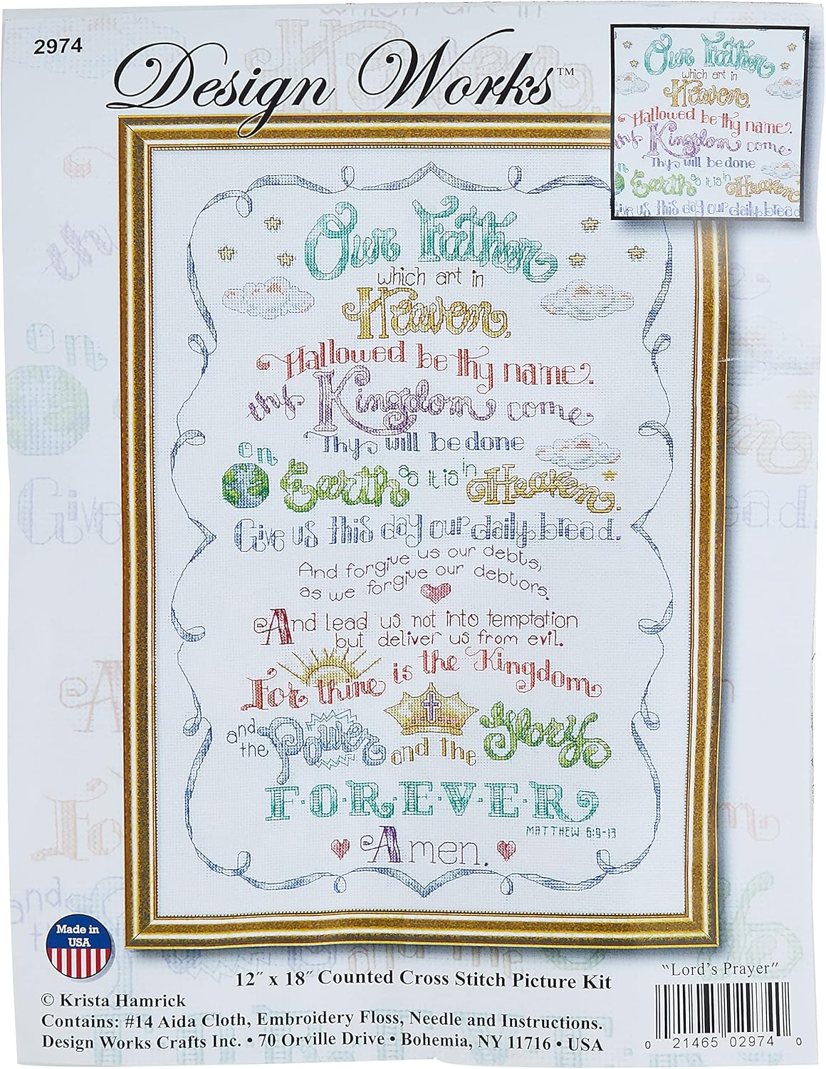 Design Works Crafts Lord's Prayer,12 x 18 Counted Cross Stitch Kit, Multi-colour