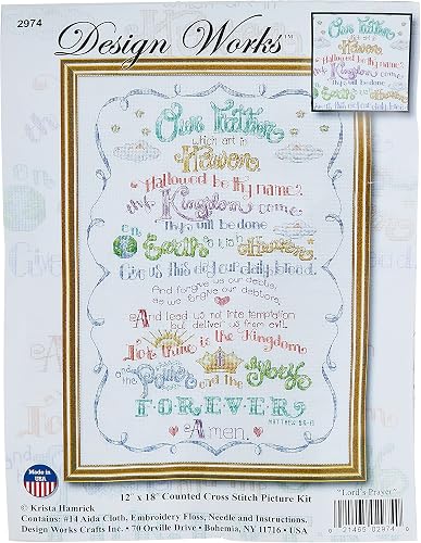 Design Works Crafts Lord's Prayer,12 x 18 Counted Cross Stitch Kit, Multi-colour
