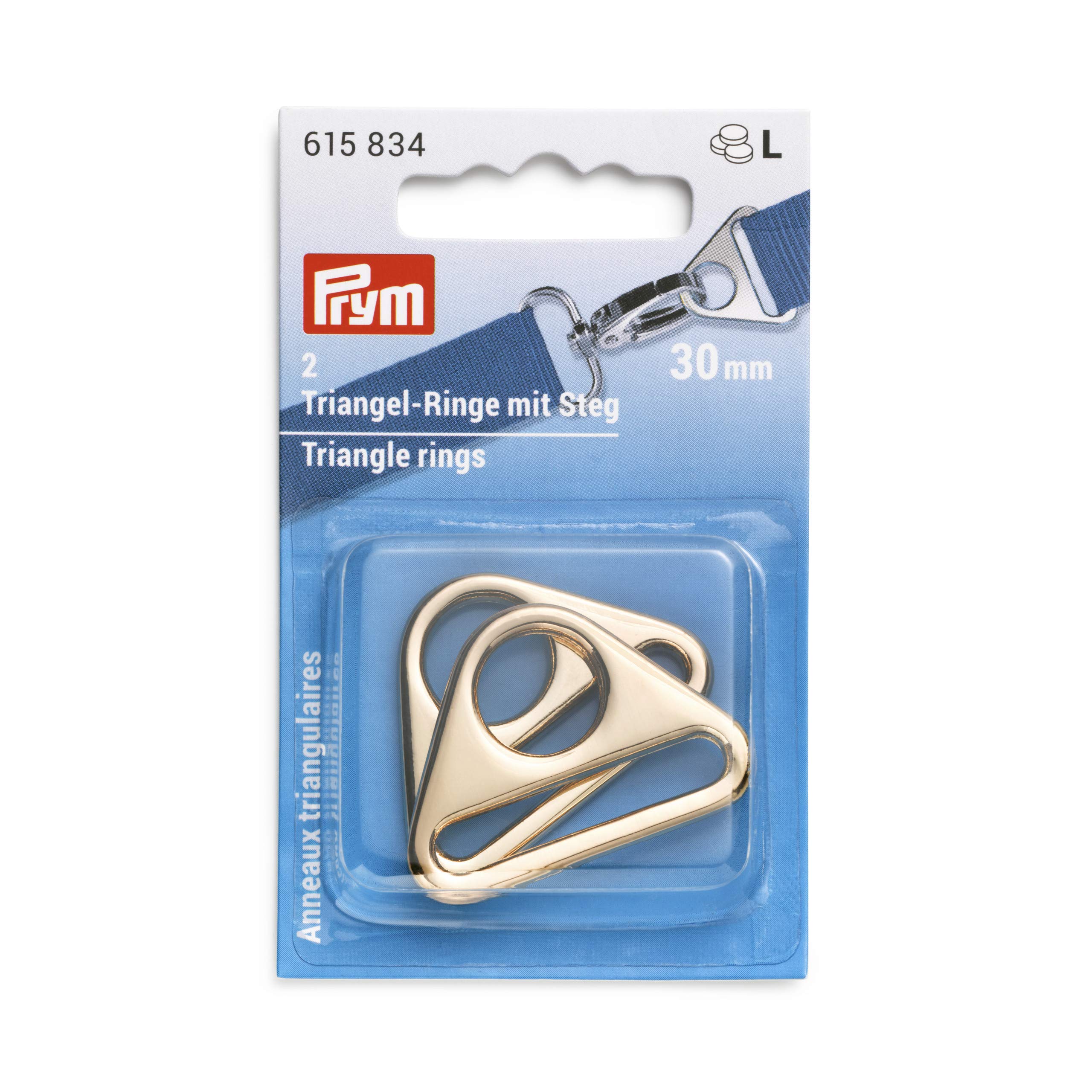 Prym Triangle Rings, Zinc Alloy, New Gold, 30 mm