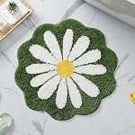 Cute Bath Mat,Pink Flower Rug,Water Absorption Non Slip Mat,Soft Machine Wash Rug Mat for Bedroom Kitchen Bathroom Toilet Floors 25.6 x 25.6 Inches (Dark Purple)