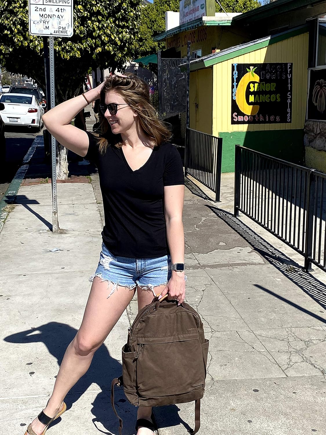 GOOTIUM Canvas Backpack for Women Vintage Style Zipper Bag Men's Casual Daypack Cloth Outdoor Travel Rucksack, Umber - Image 7