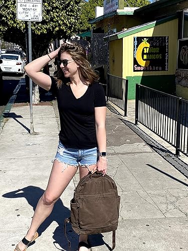 Miniatura 7 de Gootium Mochila de lona para mujer, estilo vintage, con cremallera, casual, mochila de tela para viajes al aire libre, Umber, Tamaño único, Mochilas