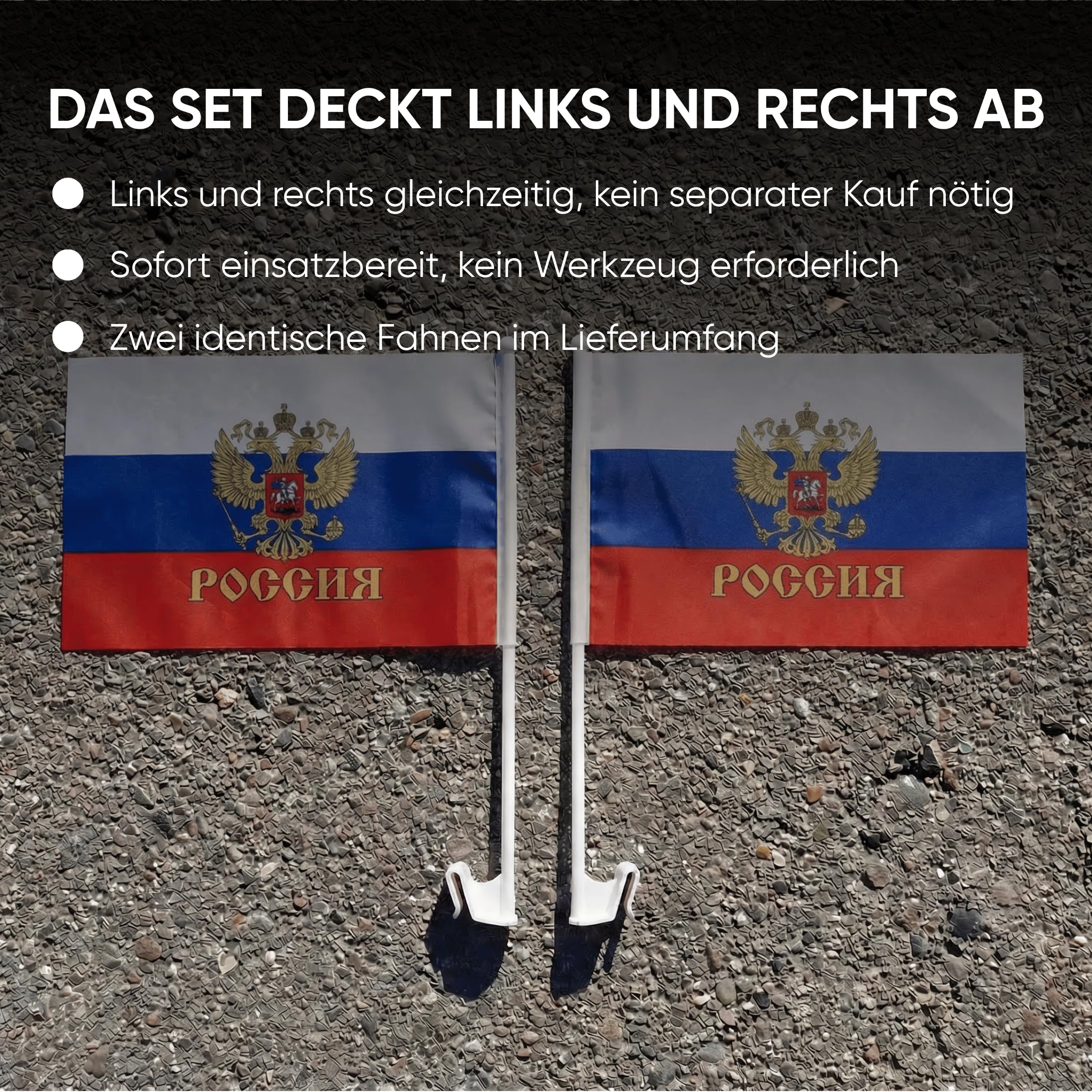 Sonia Originelli Fanset Fanartikel für das Auto Motorhaubenfahne Fensterfahnen Spiegelüberzieher Magentflaggen Farbe: Russland