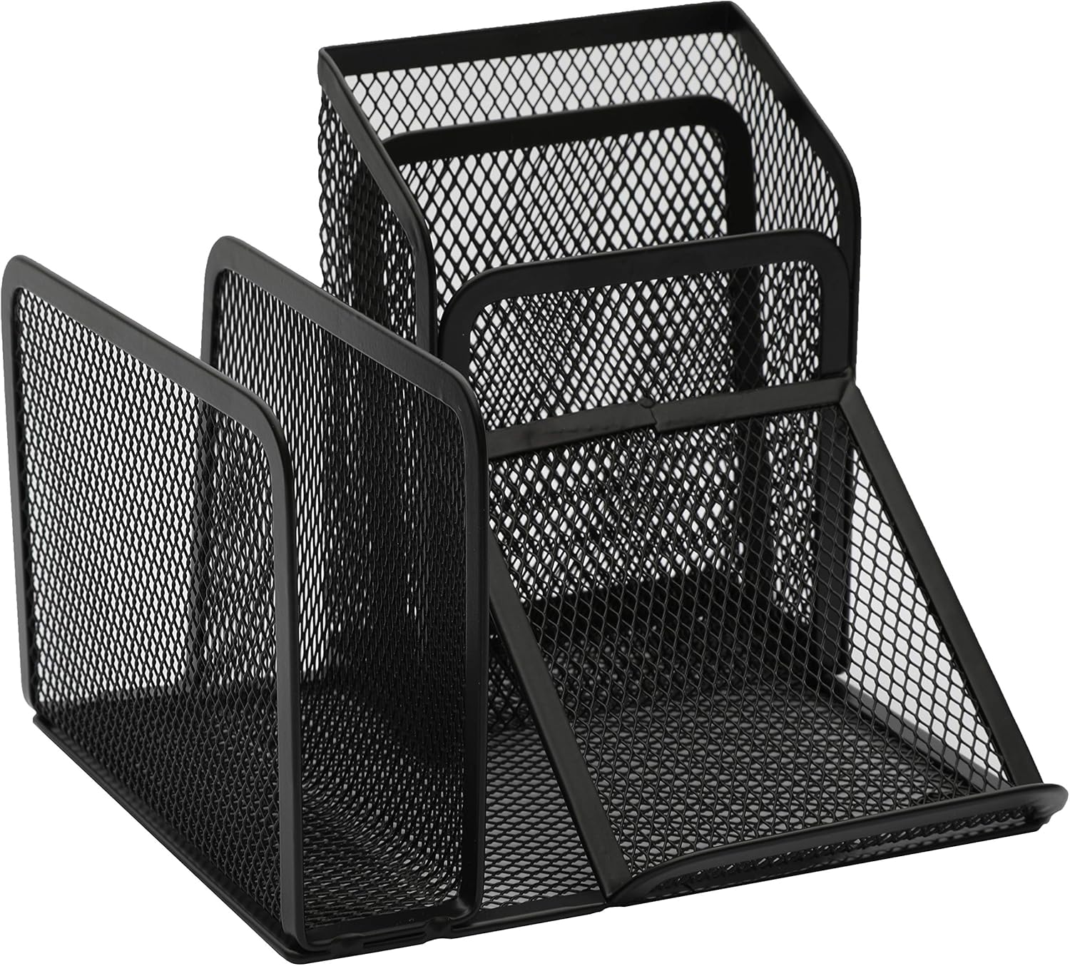 Wedo Butler Office 65501 Pen Holder 4 Compartments and Slant Tray Wire Metal Black