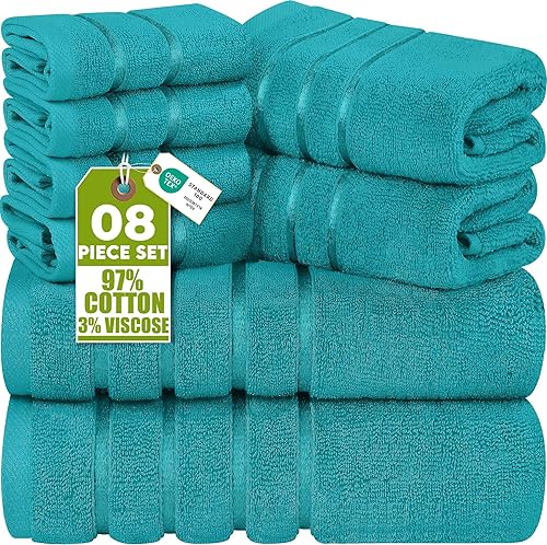 Vista 11 de Utopia Towels - Juego de 8 toallas de lujo, 2 toallas de baño, 2 toallas de mano y 4 paños de lavado, 600 g/m², 100 % algodón hilado en anillo