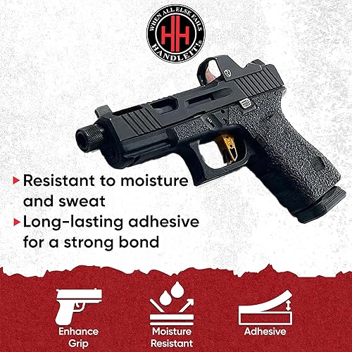 Miniatura 4 de Handleitgrips Cinta de agarre para pistola compatible con Glock 19 Gen 3 y Glock 23 Gen 3 – Cinta de agarre de pistola de papel de lija negra, fácil