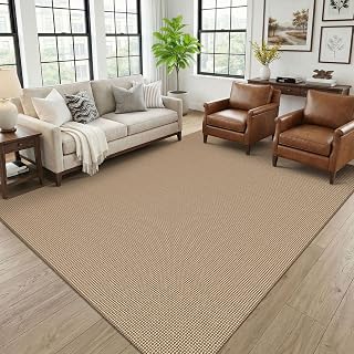 KOZYFLY Boho Rugs for Living Room 6x9 Inch Washable Large Area Rug for Bedroom Natural Large Floor Mat Rubber Back Braided Carpet Cotton Area Rugs for Dining Room Bedroom Living Room