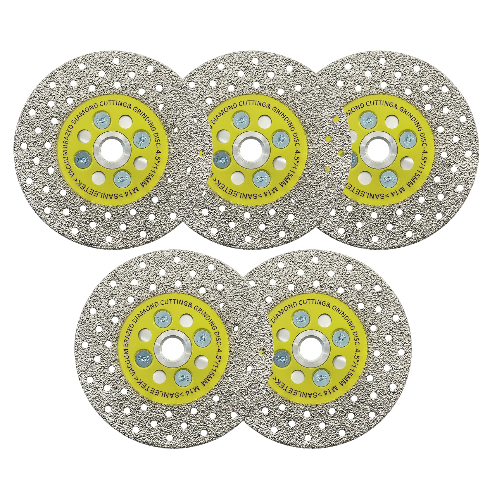 Disco diamantato, 115 mm, 5 pezzi, doppio lato, taglio e rettifica, sega brasata sottovuoto, per marmo granito, calcestruzzo, porcellana M14, filettatura SANLEETEK