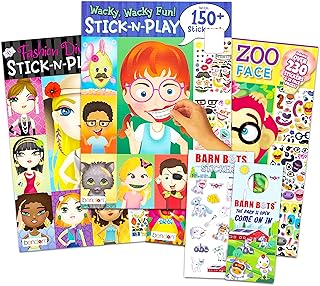Make a Face Sticker Books for Boys Girls Kids Toddlers -- Bundle Includes 3 Sticker Activity Books with 96 Pages and 750+ Stickers Featuring Wacky and Funny Faces, Fashion Diva, and More (Sticker Face Activity Set)