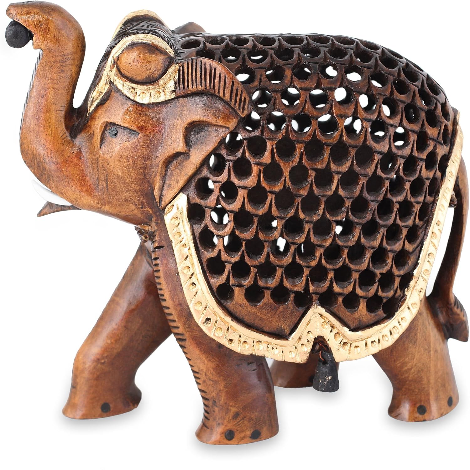 NOVICA Elephant Time Traveler Wood Statuette