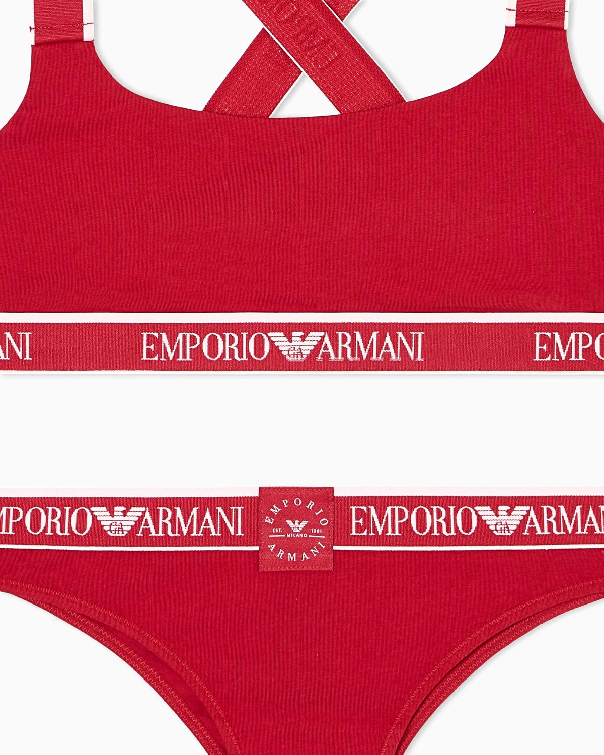 Emporio Armani Women's Iconic Logo Band Bralette and Brazilian Set