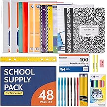 EPI Essentials Bulk Back to School Supplies for Kids &ndash; 6th to 8th Grade &ndash; 48 Items in Kit &ndash; Middle School Supply Packs &ndash; Wide-Ruled Bundle with Composition Notebooks &ndash; Suitable for Homeschooling