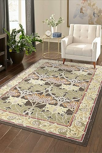 Miniatura 2 de Allen Home - Alfombra decorativa tradicional de lana, adecuada para sala de estar, dormitorio, comedor, 100% lana, respaldo 100% algodón, 9 x 12