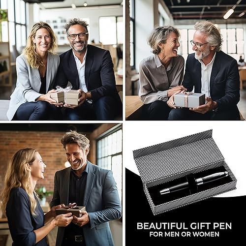Vista 7 de ZenZoi Pluma estilográfica de punta fina – Pluma estilográfica negra de alta calidad para hombres y mujeres. Punta fina Schmidt alemana de alta Negro