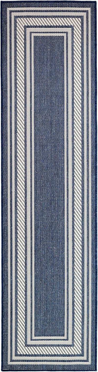 Nourison Home Horizon Indoor/Outdoor Navy 2' x 6' Area Rug - Easy Clean, Non Shedding, Bed Room, Living Room, Dining Room, Kitchen (6' Runner)