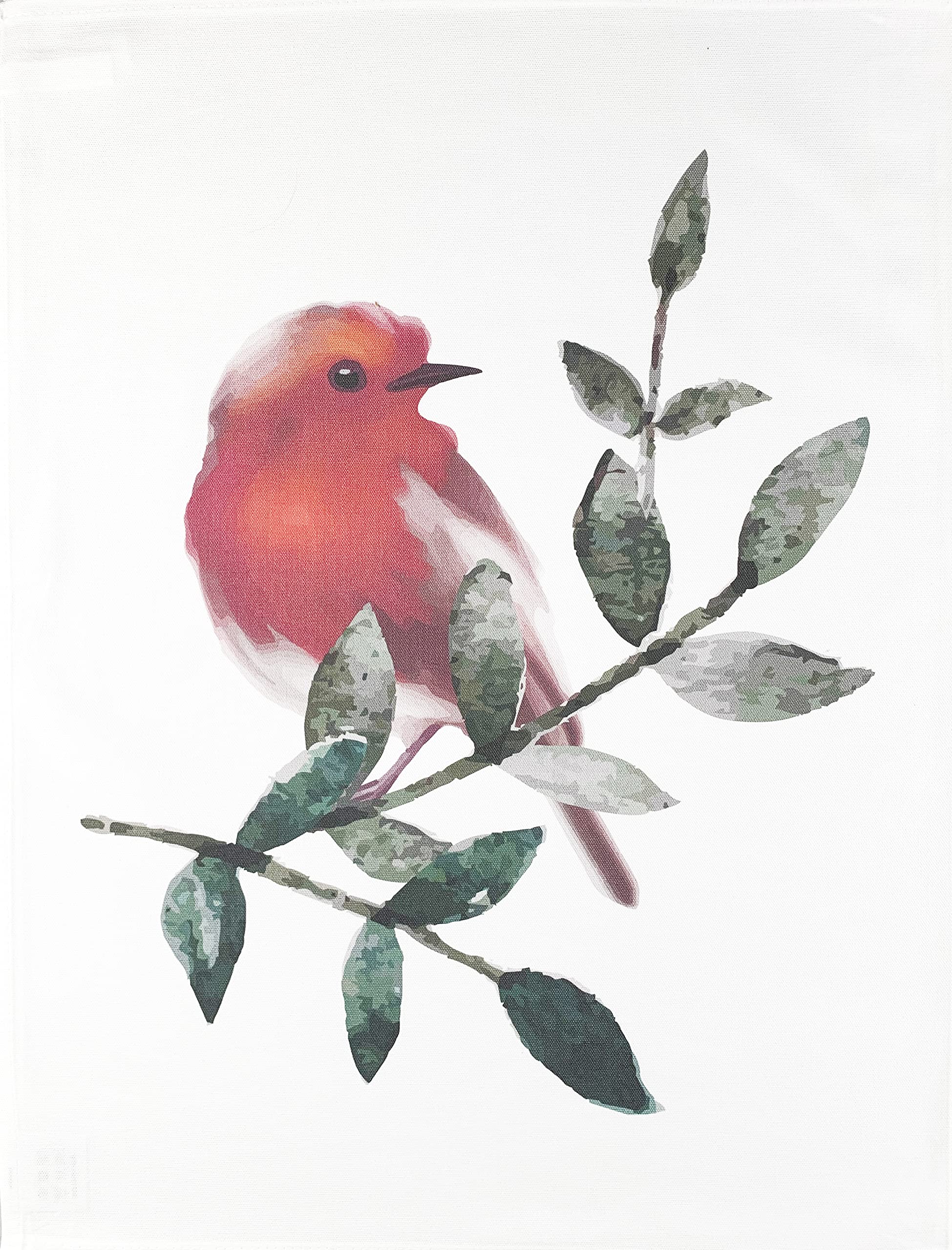 Half A Donkey White The Winter Robin Large Cotton Tea Towel