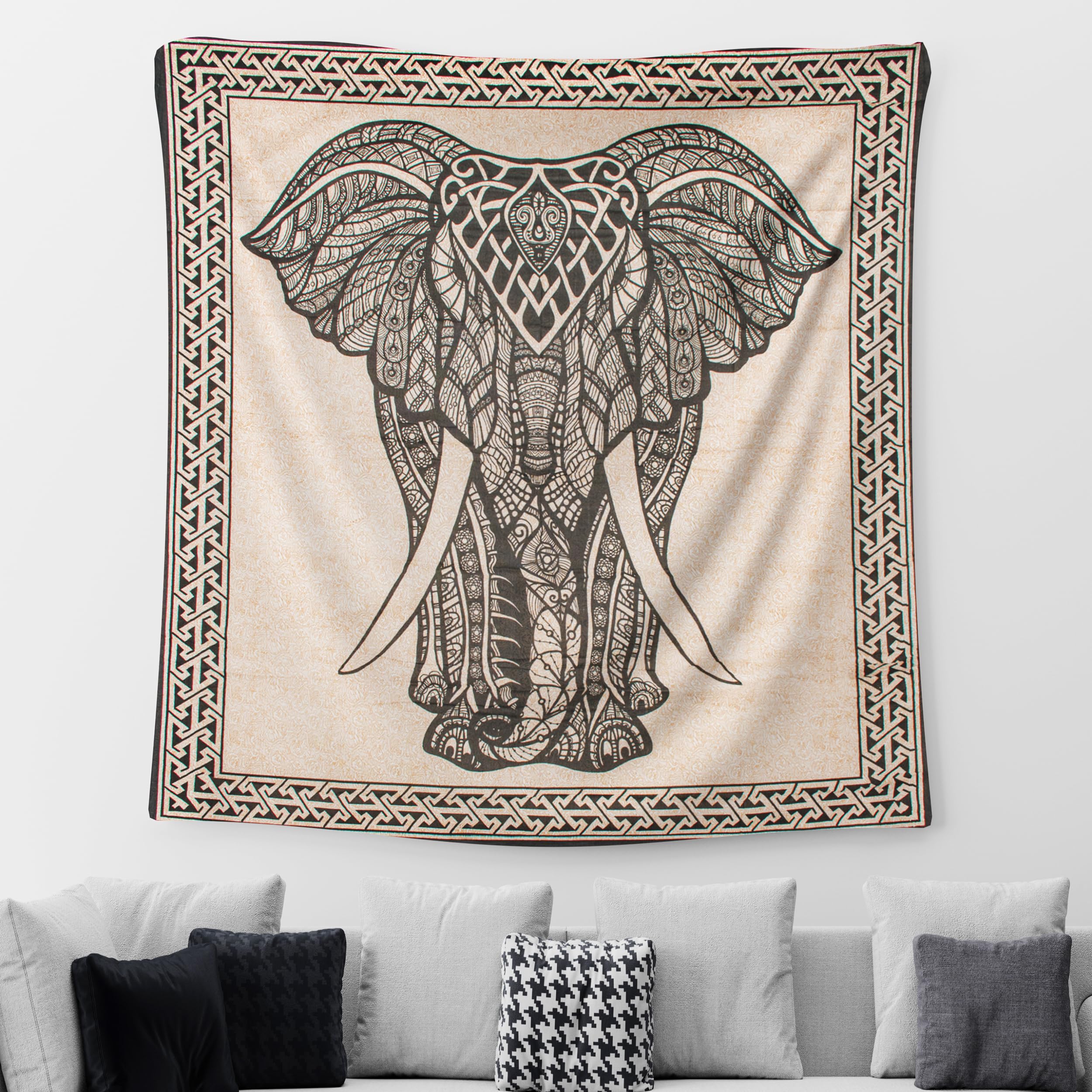 BESCH Tapiz Estilo de Mandala 220x240cm - Pareo de Algodón y Poliéster para Pared Decorativo. Tapiz Multiusos Ideal para Picnic, Decoracion Pared