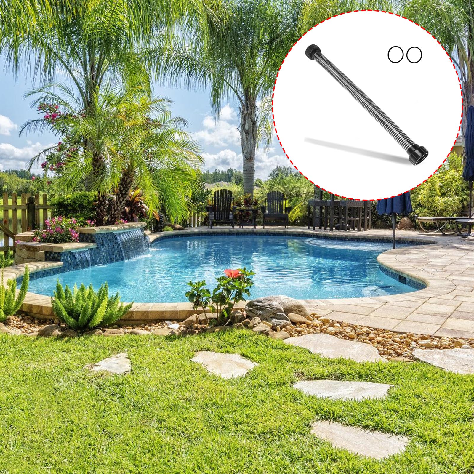 Professioneller oberirdischer Poolschlauch 155710 mit 2 integrierten O-Ringen für Sandfilterpumpen, einfacher Anschluss