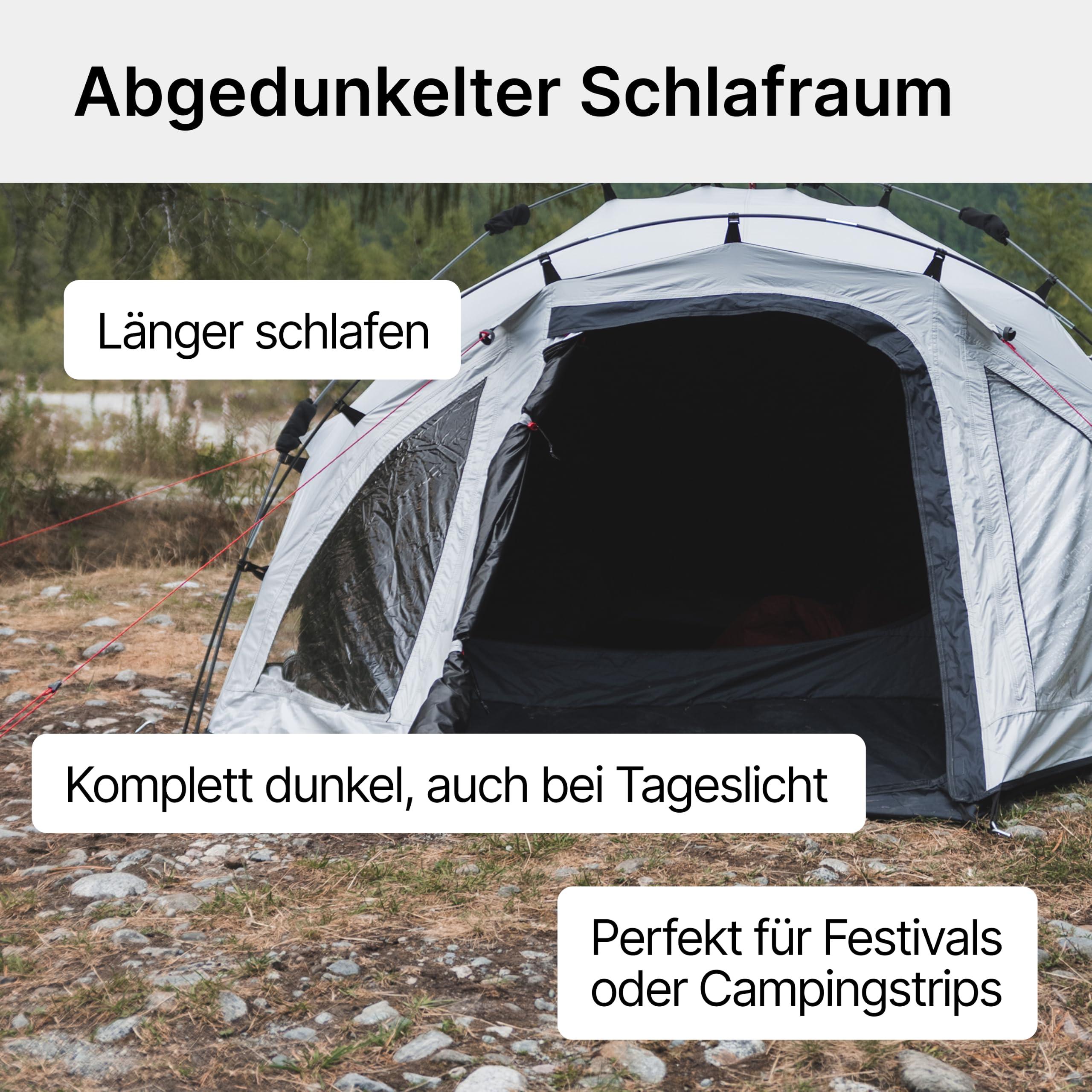 qeedo Quick Oak Dark Series Campingzelt mit abgedunkelter Schlafkabine, nachtschwarz - Sekundenzelt mit Quick-Up-System stabil & wasserdicht, ideal für Camping & Festival, Komfort-Zelt für 3 Personen