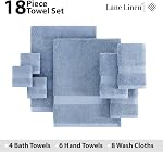 Serviettes de bain en coton Set-18 PC Serviettes Set-4 Ensemble de serviettes de salle de bains, 6 Serviettes de bain, 8 Linge de toilette, Ensembles de serviettes turques doux pour salle de bain - Allure