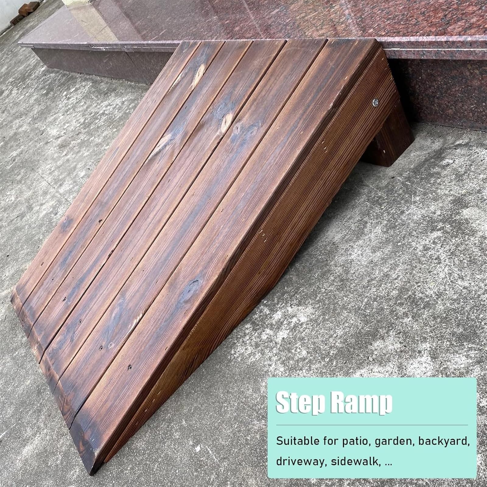 Rampa de umbral, rampa de umbral marrón de madera de 3.9 pulgadas, 4.7 pulgadas, 5.9 pulgadas, 7.8 pulgadas, pendiente de puerta delantera, rampa de bordillo para sillas de ruedas, scooters de
