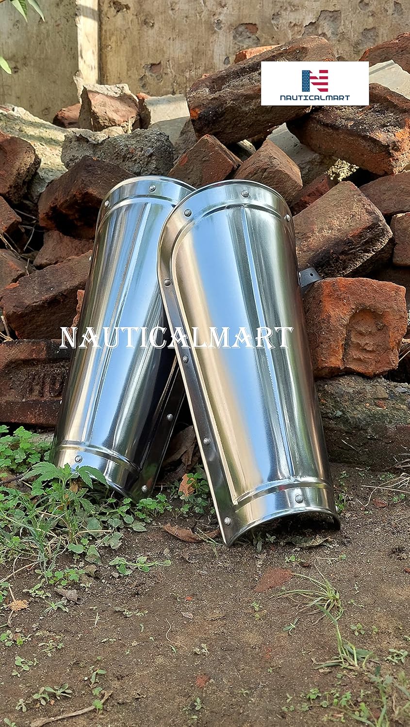 Medieval Pair of Leg Greaves Armor & Steel Arm Guards Set Viking LARP Accessories Functional Re-Enactment Knight Armoury Collectibles - Image 2