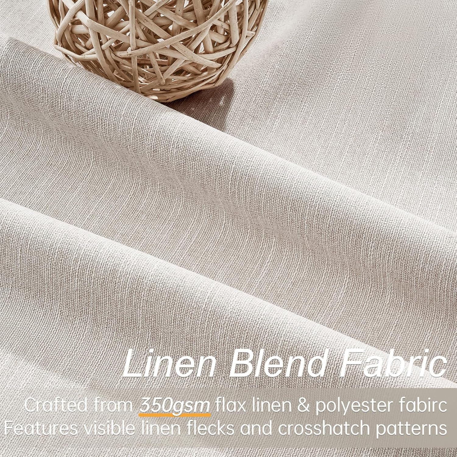 Topfinel Linen Beige Blackout Curtains 84 Inch Long 2 Panels,Linen Blend Aesthetic Heat and Cold Blocking Thermal Drop Cloth Traverse Curtains for Living Room Bedroom,Oatmeal Oatmeal 52"W x 84"L (Pack of 2)