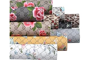 10PCS Designer Fabric Retro Floral Faux Leather by the Yard