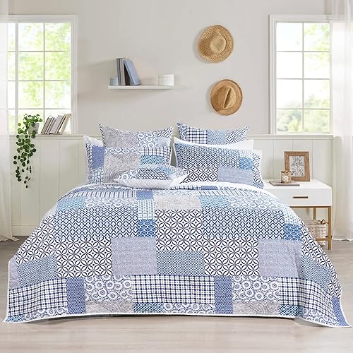 Miniatura 8 de PHF Juego de edredón de otoño de 100% tela de algodón, tamaño individual, 2 piezas, ligero y bohemio para todas las estaciones, ultrasuave, 1 colcha