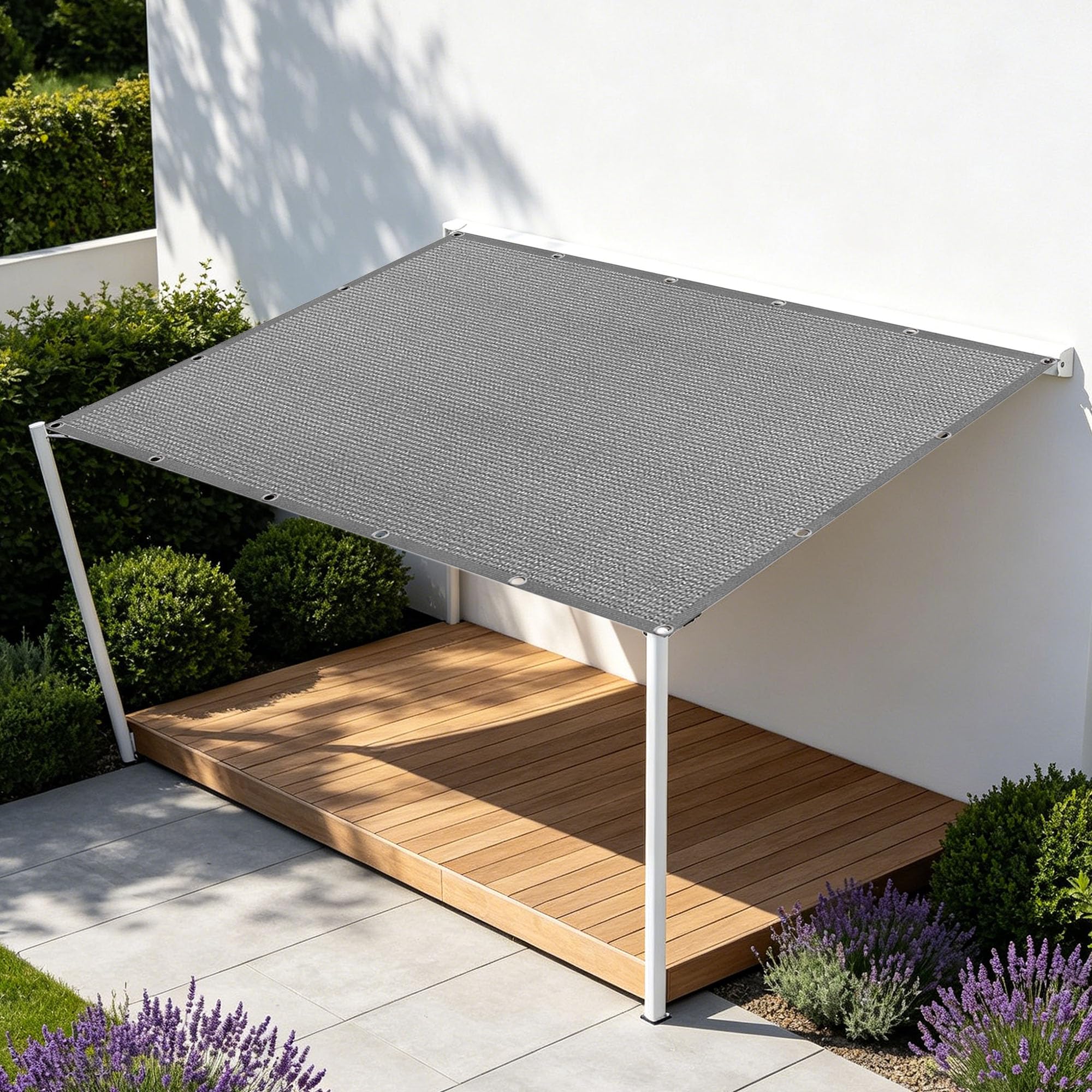 Filet d'ombrage gris clair protection solaire pour serre et balcon